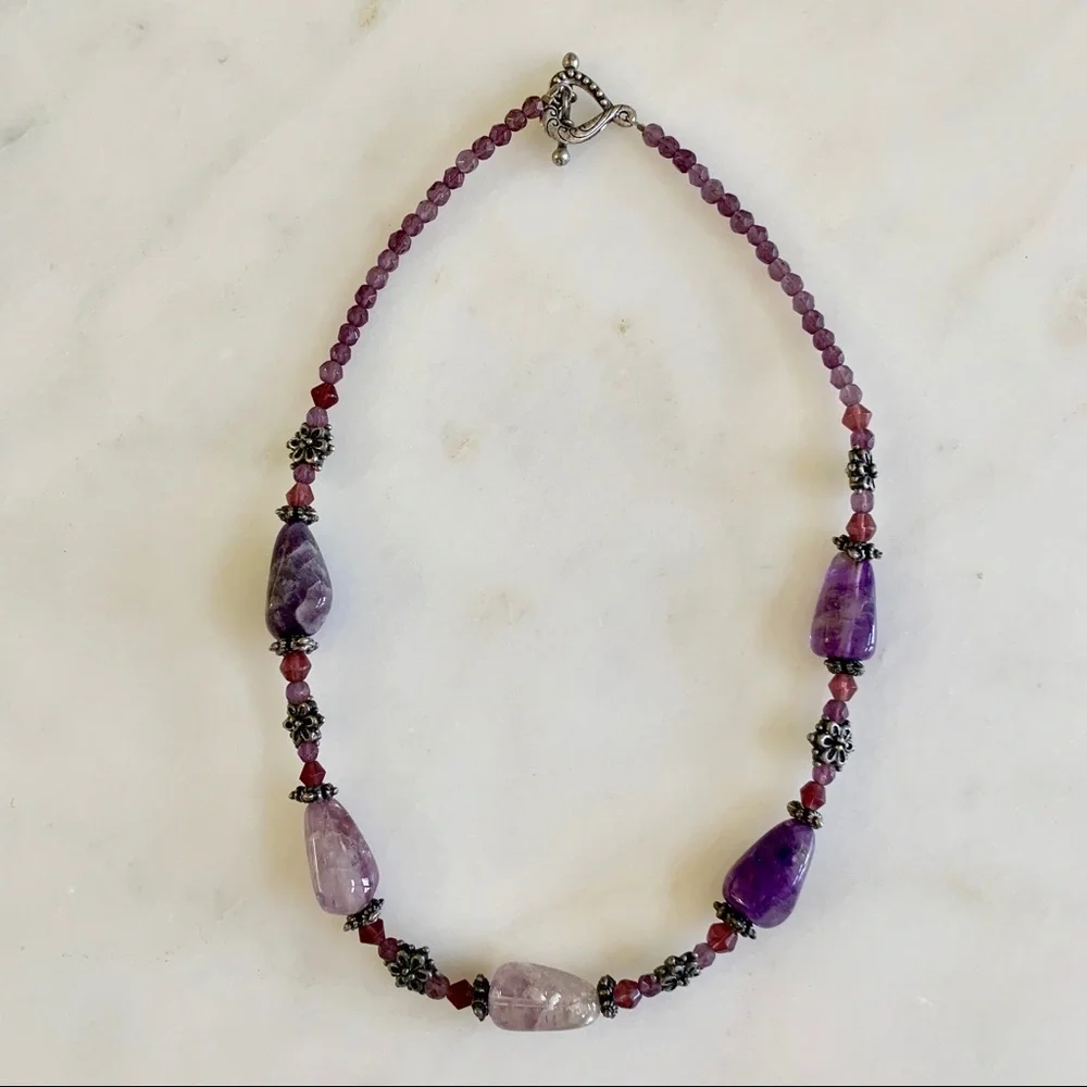 Purple Stone & Silver Necklace